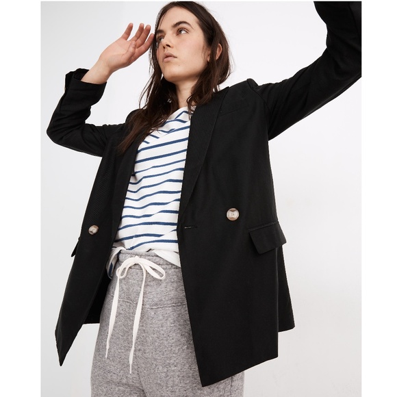 New MADEWELL Caldwell Double-Breasted Blazer: Two Button Edition in Black - Picture 3 of 6